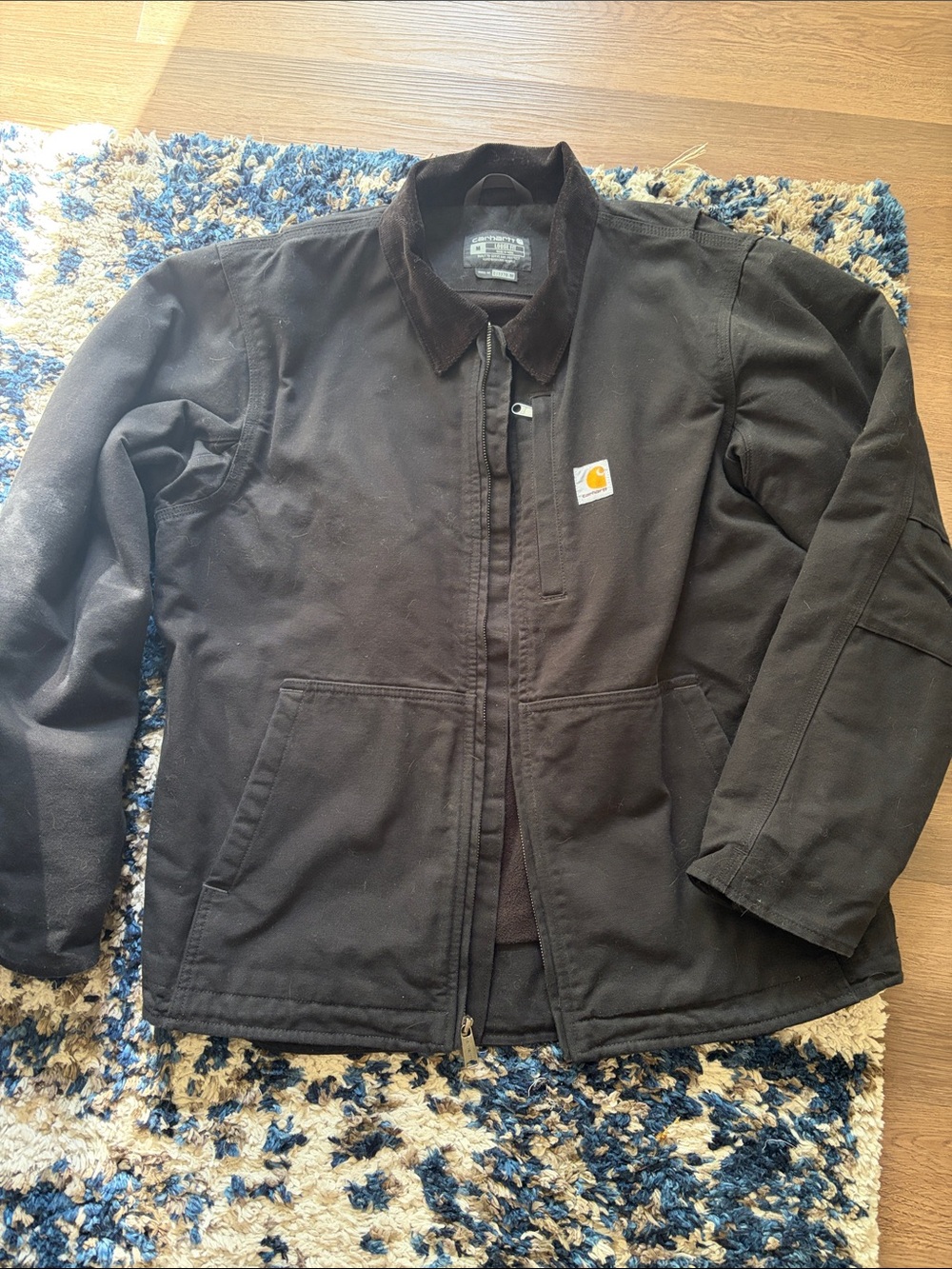 Carhartt Men's Black Canvas Work Jacket with Corduroy Collar